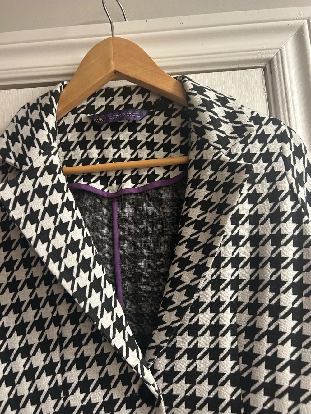 TWIK Black & White Houndstooth Blazer Jacket - Picture 2 of 8